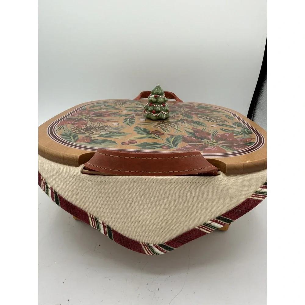 Longaberger 2005 Silver Bells Basket Set 🧺 Lid, Liner, Protector & Holiday Knob